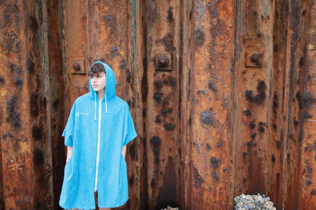 Swell Shell Zip Poncho Blue